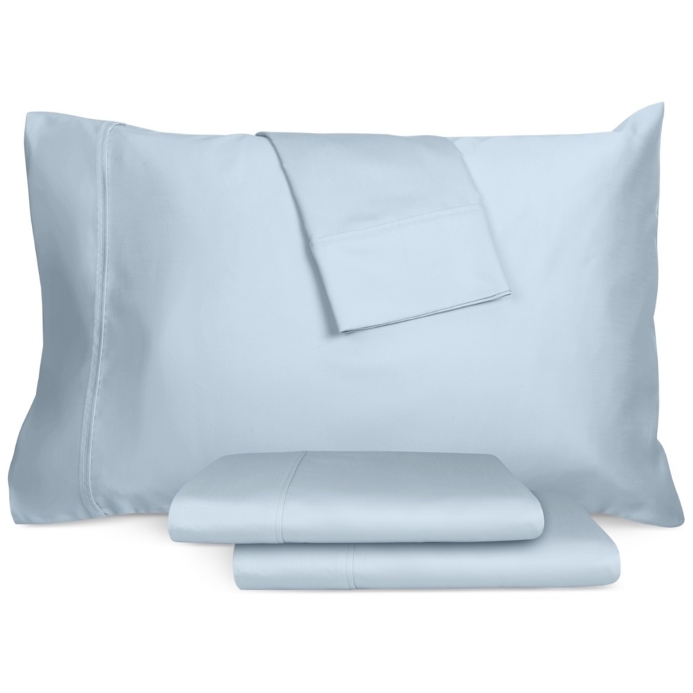 Beyond Green Organic Cotton 300-Thread Count Sateen 4-Pc. Sheet Set, King - Blue